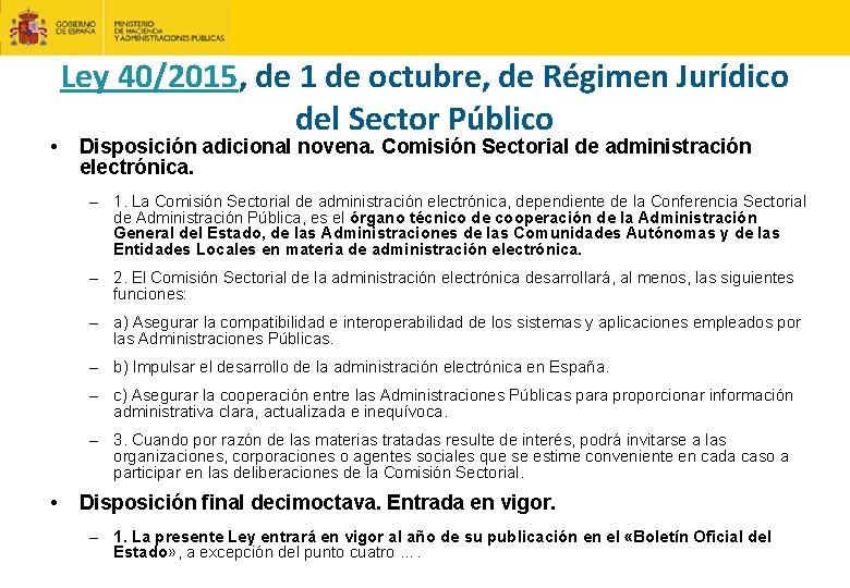  • Ley 40/2015, de 1 de octubre, de Régimen Jurídico del Sector Público