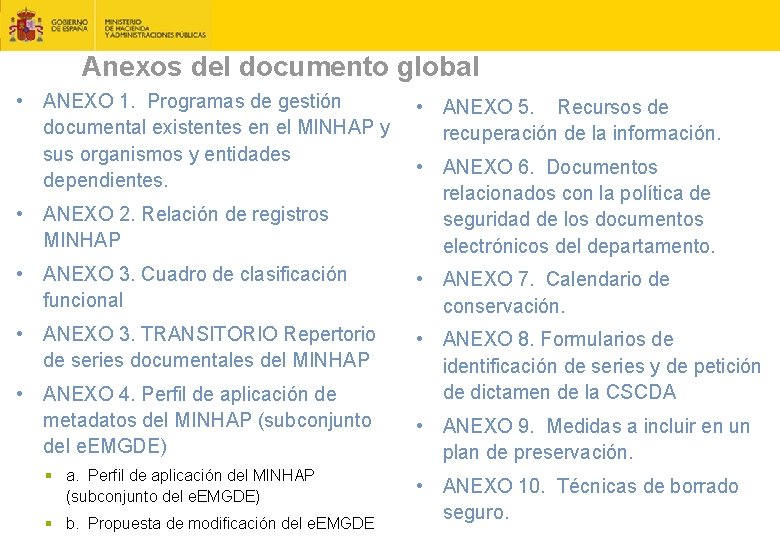 Anexos del documento global • ANEXO 1. Programas de gestión • ANEXO 5. Recursos