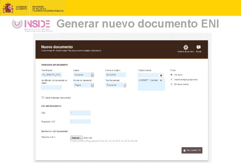 Generar nuevo documento ENI 