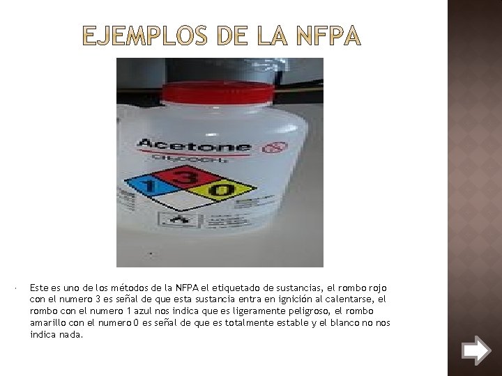  Este es uno de los métodos de la NFPA el etiquetado de sustancias,
