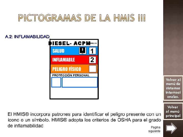 Volver al menú de sistemas internaci onales. Volver al menú principal Pagina siguiente 