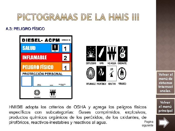 Volver al menú de sistemas internaci onales. Volver al menú principal Pagina siguiente 
