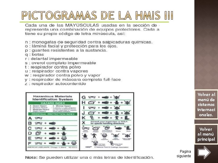 Volver al menú de sistemas internaci onales. Volver al menú principal Pagina siguiente 