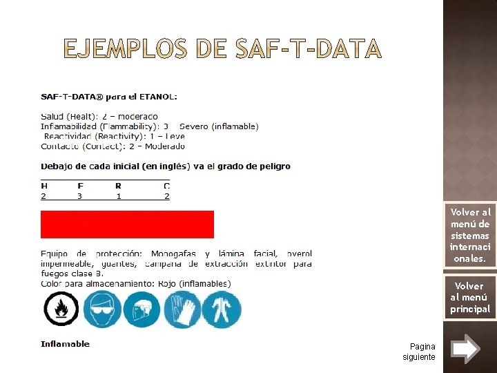 Volver al menú de sistemas internaci onales. Volver al menú principal Pagina siguiente 