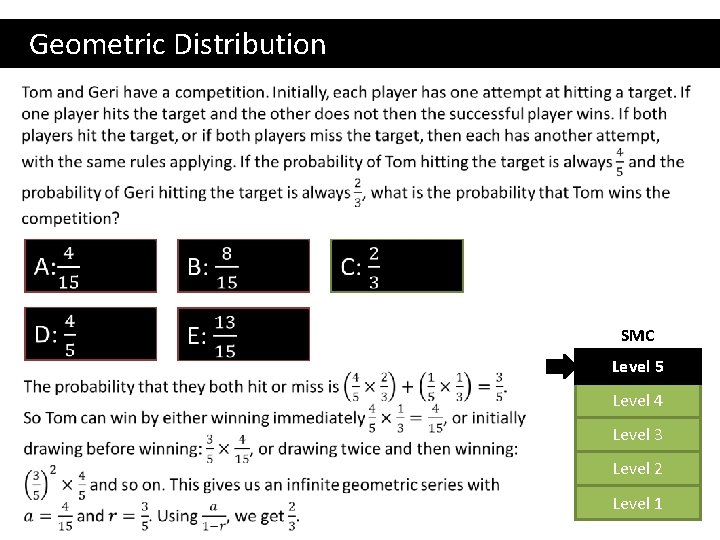  Geometric Distribution SMC Level 5 Level 4 Level 3 Level 2 Level 1
