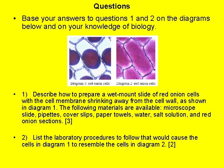 Questions • Base your answers to questions 1 and 2 on the diagrams below