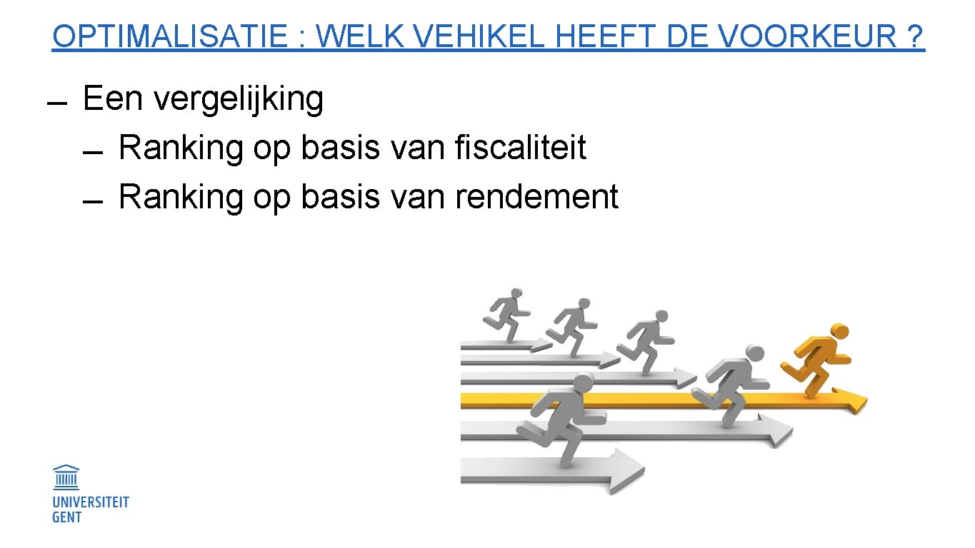 OPTIMALISATIE : WELK VEHIKEL HEEFT DE VOORKEUR ? Een vergelijking Ranking op basis van