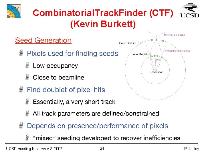 Combinatorial. Track. Finder (CTF) (Kevin Burkett) UCSD meeting November 2, 2007 24 R. Kelley