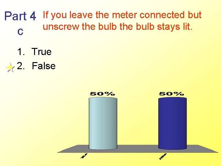 Part 4 c If you leave the meter connected but unscrew the bulb stays
