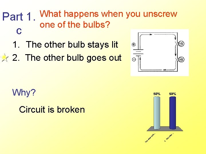 Part 1. c What happens when you unscrew one of the bulbs? 1. The