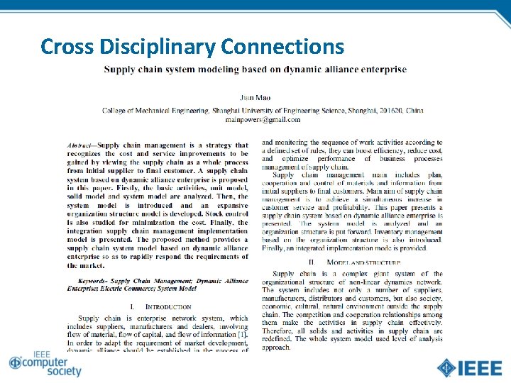Cross Disciplinary Connections 