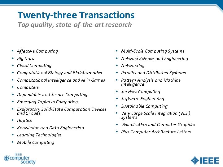 Twenty-three Transactions Top quality, state-of-the-art research ▸ ▸ ▸ ▸ Affective Computing Big Data