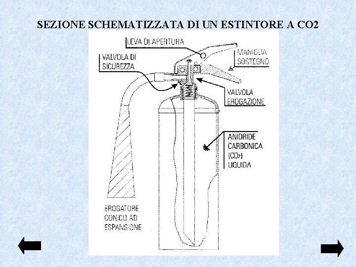 SEZIONE SCHEMATIZZATA DI UN ESTINTORE A CO 2 