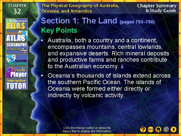 Section 1: The Land (pages 793– 798) Key Points • Australia, both a country