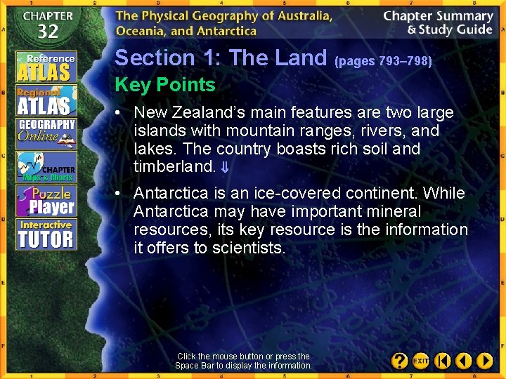 Section 1: The Land (pages 793– 798) Key Points • New Zealand’s main features