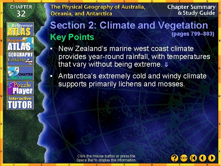 Section 2: Climate and Vegetation Key Points (pages 799– 803) • New Zealand’s marine