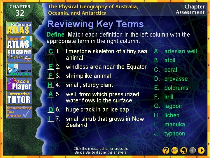 Reviewing Key Terms Define Match each definition in the left column with the appropriate