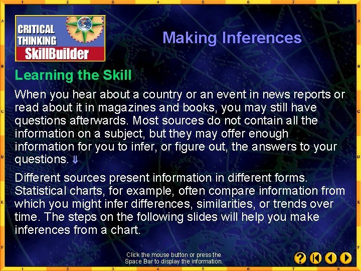 Making Inferences Learning the Skill When you hear about a country or an event