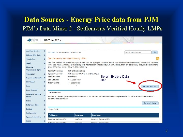 Data Sources - Energy Price data from PJM’s Data Miner 2 - Settlements Verified