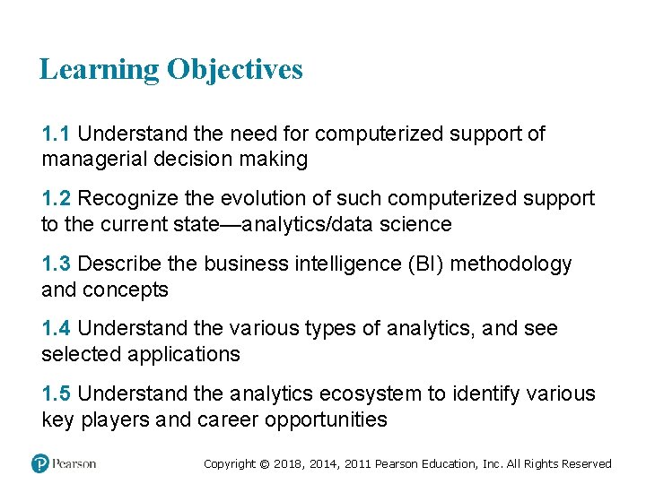 Learning Objectives 1. 1 Understand the need for computerized support of managerial decision making Learning Objectives 1. 1 Understand the need for computerized support of managerial decision making