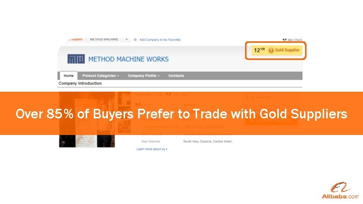 Over 85% of Buyers Prefer to Trade with Gold Suppliers 