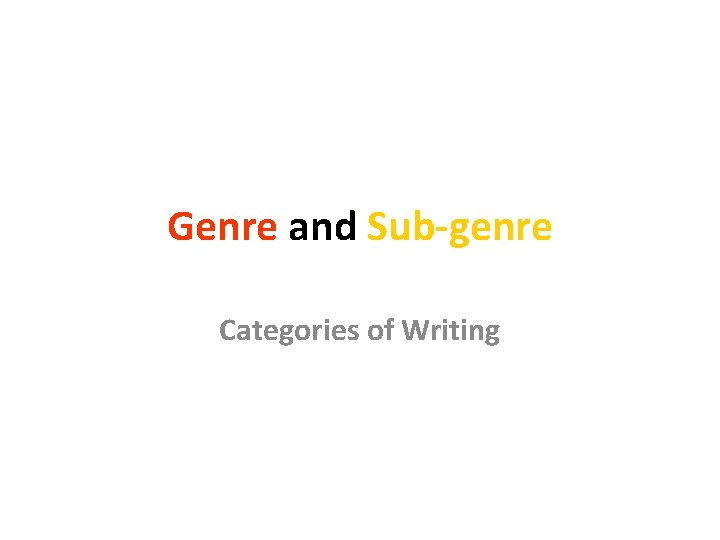 Genre and Sub-genre Categories of Writing 