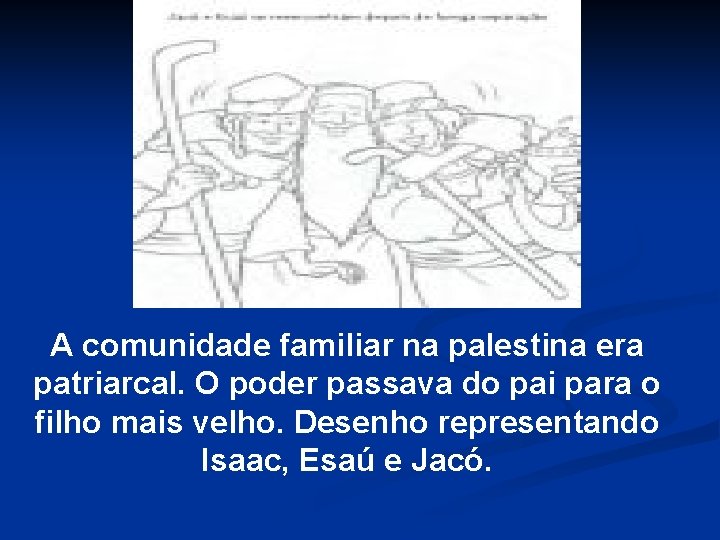 A comunidade familiar na palestina era patriarcal. O poder passava do pai para o