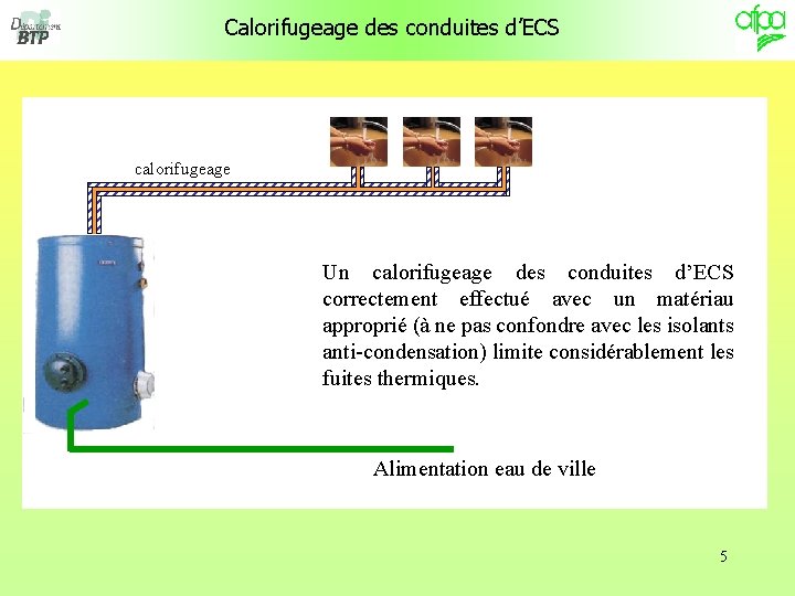 Calorifugeage des conduites d’ECS calorifugeage Un calorifugeage des conduites d’ECS correctement effectué avec un