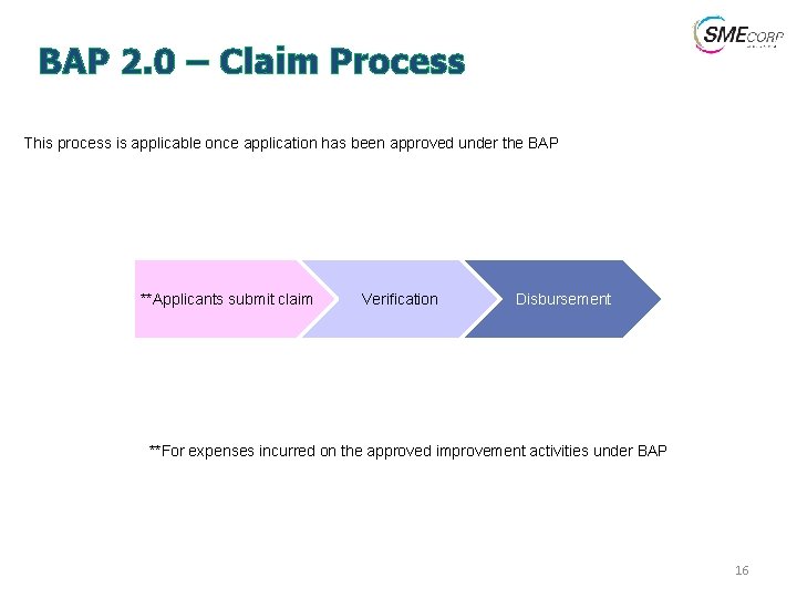 BAP 2. 0 – Claim Process This process is applicable once application has been