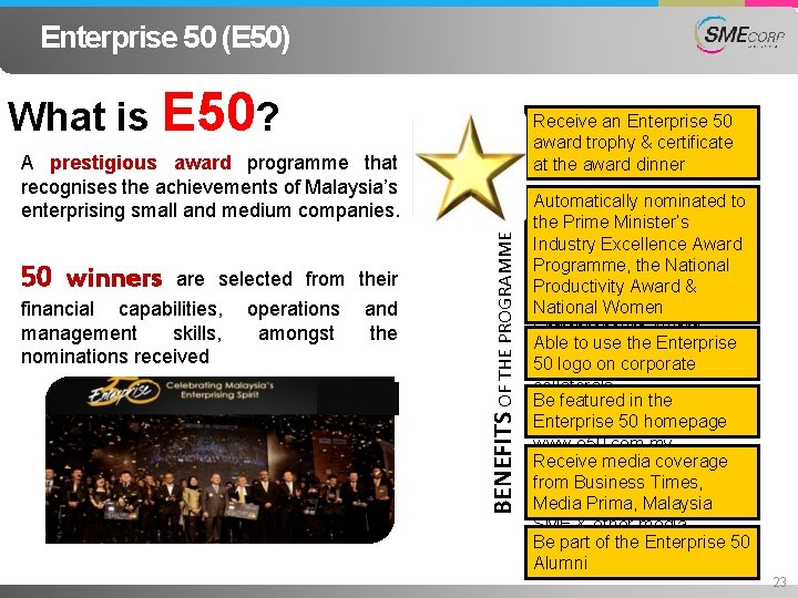 Enterprise 50 (E 50) What is E 50? Receive an Enterprise 50 award trophy