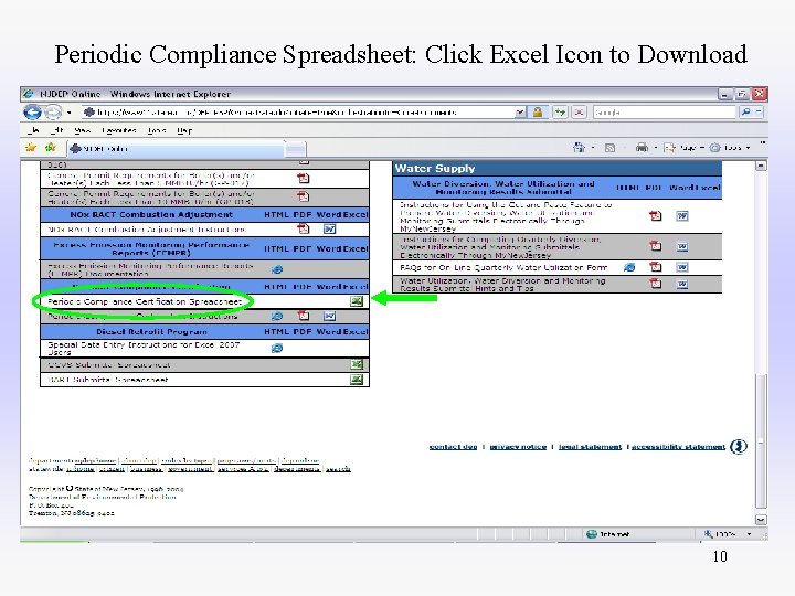 Periodic Compliance Spreadsheet: Click Excel Icon to Download 10 