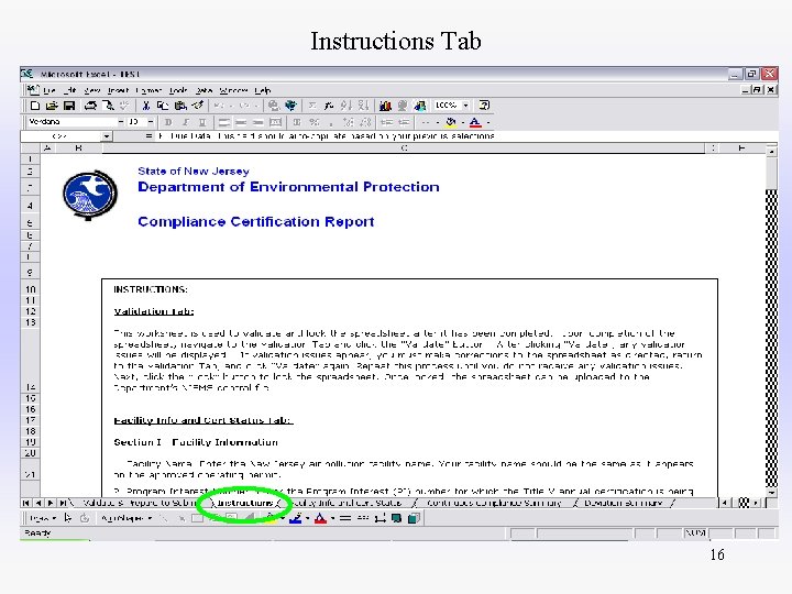 Instructions Tab 16 