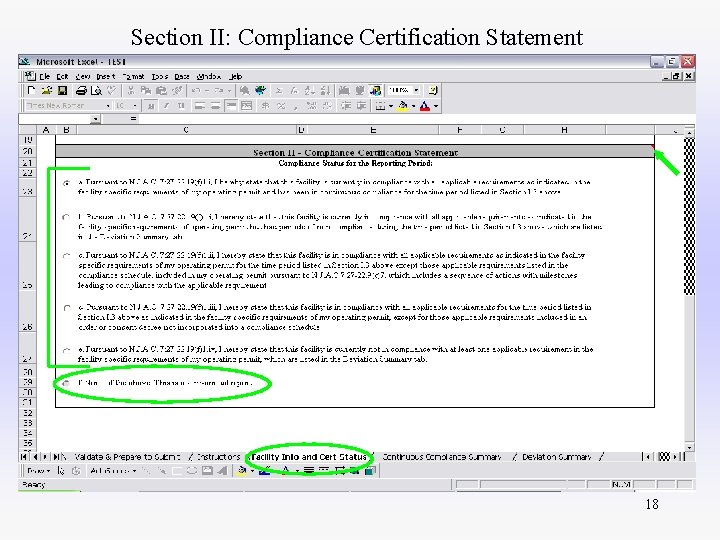 Section II: Compliance Certification Statement 18 