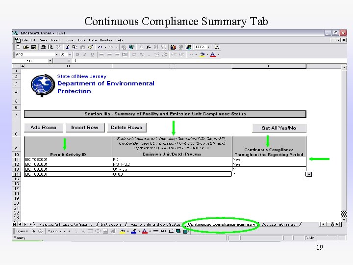 Continuous Compliance Summary Tab 19 