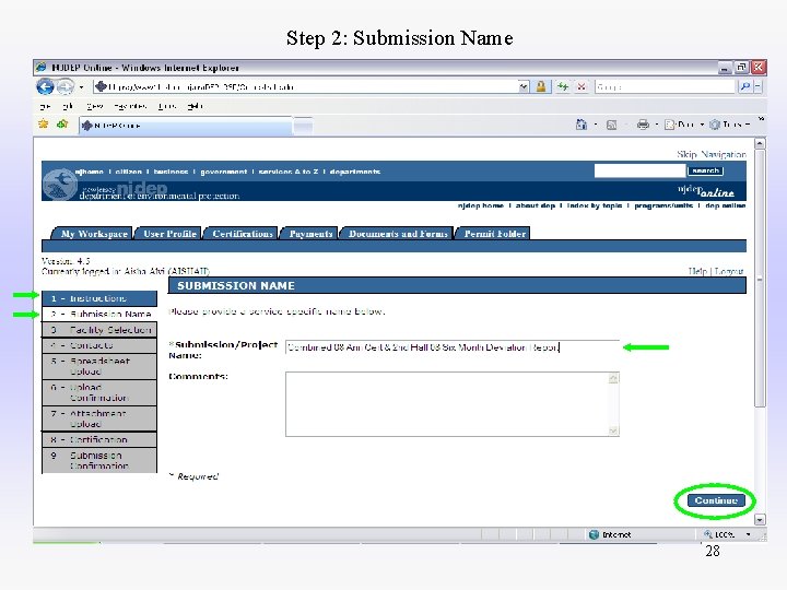 Step 2: Submission Name 28 