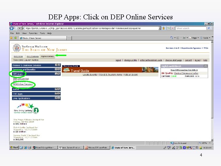 DEP Apps: Click on DEP Online Services 4 