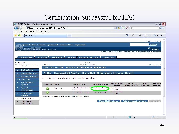 Certification Successful for IDK 44 