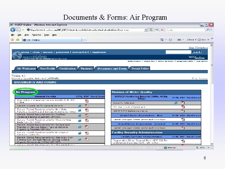 Documents & Forms: Air Program 6 