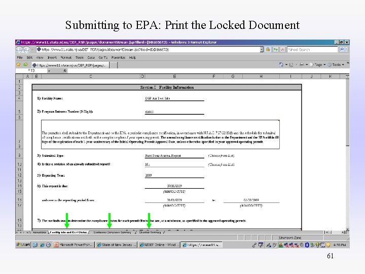 Submitting to EPA: Print the Locked Document 61 