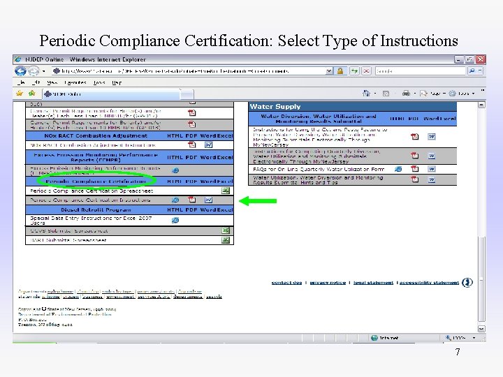 Periodic Compliance Certification: Select Type of Instructions 7 