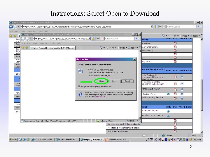 Instructions: Select Open to Download 8 