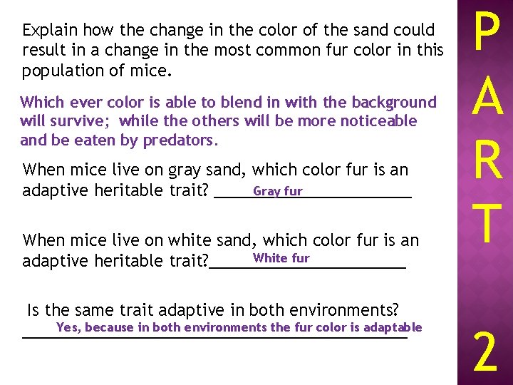 Explain how the change in the color of the sand could result in a