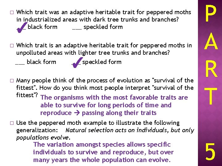 � Which trait was an adaptive heritable trait for peppered moths in industrialized areas