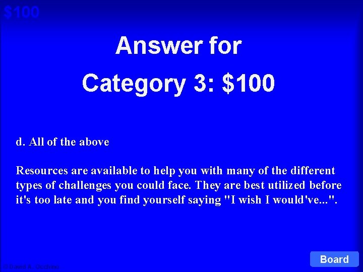 $100 Answer for Cat 3: $100 Q Category 3: $100 d. All of the