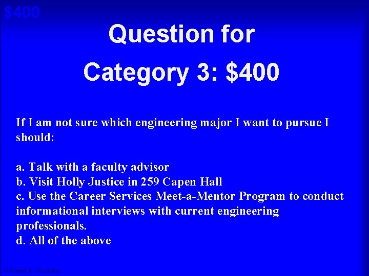 $400 Question for Cat 3: $400 A Category 3: $400 If I am not