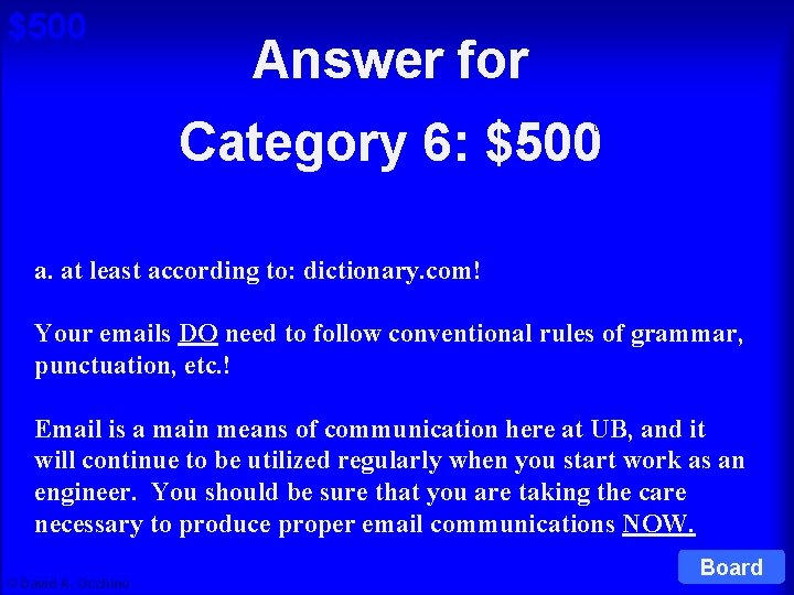 $500 Answer for Category 6: $500 Cat 6: $500 Q a. at least according