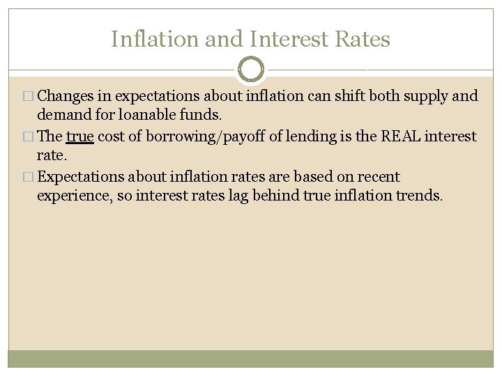 Inflation and Interest Rates � Changes in expectations about inflation can shift both supply