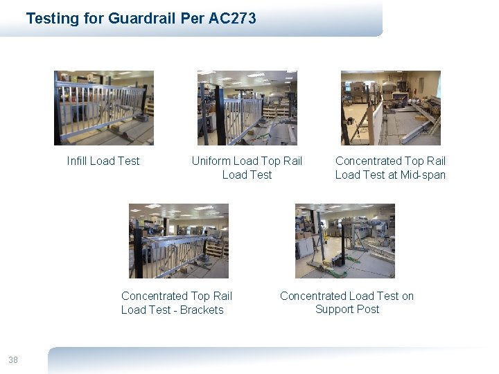 Testing for Guardrail Per AC 273 Infill Load Test Uniform Load Top Rail Load