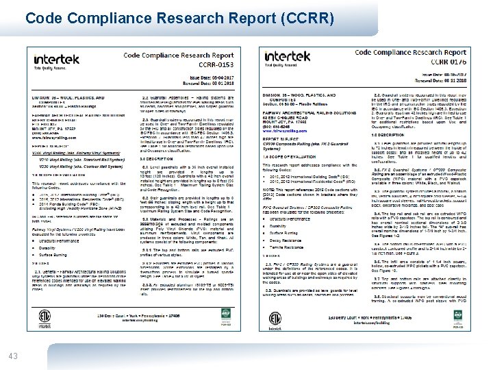 Code Compliance Research Report (CCRR) 43 