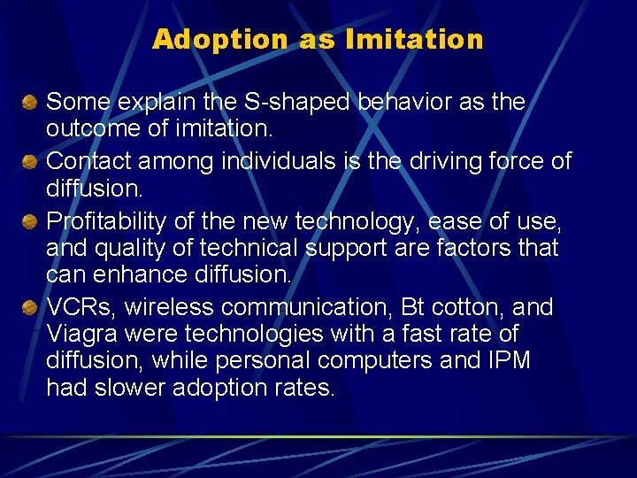 Adoption as Imitation Some explain the S-shaped behavior as the outcome of imitation. Contact